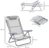 Outsunny Campingstuhl Gartenstuhl mit 6-fach verstellbarer Netzrückenlehne Kopfstütze (faltbar Anglerstuhl, 2 St), bis 120 kg für Garten Strand Hellgrau Bild 3