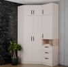 Marmex Möbel Grant 08/15C Ein moderner Eckschrank mit 2 Kleiderstangen, Einlegeböden und Schrankaufsatz, laminierte Spanplatte, graubeige cashmere, 91x235x91 cm Bild 5