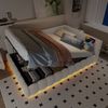Schlafsofa mit Bettfunktion, Stauraum und Lattenrost, 140x200 cm, Polsterbett, Doppelbett, Jugendbett, Bezug aus Vlies Bild 3