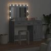 vidaXL Schminktisch mit Spiegelbeleuchtung 2 pcs Grau Holzwerkstoff 3334232 Bild 4