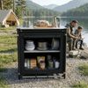 Sekey Campingschrank Faltbar Campingküche mit Aluminiumgestell und Aluminium-Arbeitsplatte, Schwarz Bild 5