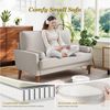 OUNUO Sofa 121cm Kleines Loveseat Sofa Couch aus Samt und Leinen mit 2 Zierkissen Bild 3