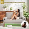 OUNUO Sofa 121cm Kleines Loveseat Sofa Couch aus Samt und Leinen mit 2 Zierkissen Bild 4