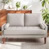 OUNUO Sofa 121cm Kleines Loveseat Sofa Couch aus Samt und Leinen mit 2 Zierkissen Bild 1