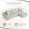 Sofa-Set, Modulares Sofa mit Chaiselongue und 2-Sitzer weicher Cordbezug 5 Kissen Taschen Getränkehalter hochdichter Schaumstoff DIY-Kombination, Cord, Schwarz Bild 2