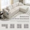 Sofa-Set, Modulares Sofa mit Chaiselongue und 2-Sitzer weicher Cordbezug 5 Kissen Taschen Getränkehalter hochdichter Schaumstoff DIY-Kombination, Cord, Schwarz Bild 3
