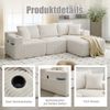 Sofa-Set, Modulares Sofa mit Chaiselongue und 2-Sitzer weicher Cordbezug 5 Kissen Taschen Getränkehalter hochdichter Schaumstoff DIY-Kombination, Cord, Schwarz Bild 4