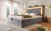 Samt Bett mit LED-Lichtstreifen & USB-C Ladestation, 140x200 cm, Grau , ohne Matratze Bild 3