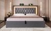 Samt Bett mit LED-Lichtstreifen & USB-C Ladestation, 140x200 cm, Grau , ohne Matratze Bild 4