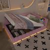 Daybett Samt mit Bettkasten, LED & USB-Anschluss, 140x200 cm, Rosa, ohne Matratze Bild 2