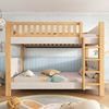 Novelux Etagenbett 90x200 cm mit Treppe und Absturzsicherung – Kinderbett aus Kautschukholz & MDF in Grau/Natur, Lattenroste inklusive Bild 5