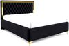 MEBLINI Polsterbett 140x200 mit Lattenrost und Matratze – ARONA GOLD – Schwarz Samt – Doppelbett mit Bettkasten - Stauraumbett - Kopfteil Bett mit Stauraum Bild 2