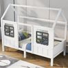 Bett 200x90 cm Hausbett mit 2 Fenstern aus Kiefer und MDF – sicheres Kinderbett in Weiß Bild 4