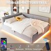Merax Polsterbett 140 x 200 cm, Doppelbett, Jugendbett mit LED-Beleuchtung, Tape-C und zwei USB-Anschlüssen, L-förmiger weicher Rückenlehne, Samtstoff, Hydraulischem Bettgestell, Grau Bild 5