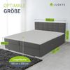 Juskys 'Seattle' Boxspringbett - hoher Komfort, weicher Malmo-Stoff, komfortable Einstiegshöhe, gepolstertes Kopfteil, inkl. Topper - Hellgrau, 180x200 cm Bild 5