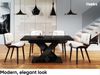 MEBLINI Esstisch Ausziehbar - 140-180x80x75cm - BRONX - Schwarz Hochglanz - Esszimmertisch Modern - Küchentisch - Säulentisch - Ausziehtisch - Dining Table Bild 5