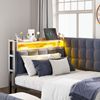 Schlafsofa 90×200 cm mit LED-Kopfteil, USB/Typ-C-Anschlüssen & Stauraum-Schubladen, modernes Polsterbett umbaubar Bild 5