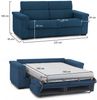 Dmora 3-Sitzer Schlafsofa Benedetto, Schlafsofa fürs Wohnzimmer, gepolstert, abnehmbar, 100 % Made in Italy-Qualität, 225x95 h100 cm, Blau Bild 3