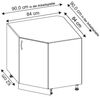 Eckunterschrank BO-D12R/90 Küchenschrank 1-türig 90x90cm Farbe: weiß matt / weiß Bild 3