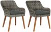 Gartenstuhl EGOS 2er Set Poly-Rattan 62,5x55x82 cm mit Polster Grau | Gartenstuhl Rattan Outdoorstühle Balkonstühle Bild 2