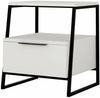 Dmora Nachttisch Rosita, Niedrige Kommode, Tisch, Multifunktionaler Nachttisch, 45x41 h50 cm, Weiß und Schwarz Bild 4