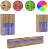 vidaXL TV-Wandschrank-Set mit LED-Lichtern mit LED 7 pcs Artisan-Eiche 3402795 Bild 4