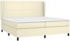 vidaXL Boxspringbett mit Matratze Creme 200x200 cm Kunstleder, Härtegrad: H2 [3128933] Bild 3