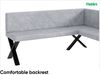MEBLINI Eckbank für Esszimmer mit ausziehbarem Tisch - Küchenbank - Essecke - Sitzecke Küche - ERIC - X-Beine 128x168x87cm Rechts - Hellgrau Samt/M Weiß Matt Bild 5