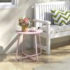 Outdoor Beistelltisch Balkon Gartentisch Metall Rosa Bild 2