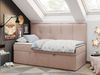 Kinderbett BANCO, Boxspringbetten für Kinderzimmer, Jugendbett, Einzelbett mit Matratze - Hellrosa Velours - Topper Visco Bild 3