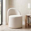 Sitzhocker Teddy Stoff 40cm Creme Rund - Design Stoffhocker - Polsterhocker mit Rückenlehne - Schminktisch Hocker - Lounge Beistellhocker für Wohnzimmer Handmade Bild 2
