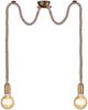 Rustikale LED Affenschaukel Lampe 2-flammig aus Hanfseil, Höhe 150cm Bild 2
