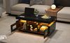 Couchtisch Sofatisch Wohnzimmertisch, Hochglanzoptik, LED-Beleuchtung per App steuerbar, Schrank mit Ladeanschluss und Steckdose, geeignet für Büro und Arbeitszimmer, Holz, schwarz, 100 x 50 x 43 cm Bild 3