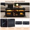 Couchtisch Sofatisch Wohnzimmertisch, Hochglanzoptik, LED-Beleuchtung per App steuerbar, Schrank mit Ladeanschluss und Steckdose, geeignet für Büro und Arbeitszimmer, Holz, schwarz, 100 x 50 x 43 cm Bild 5