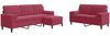 vidaXL 3-tlg. Sofagarnitur mit Kissen und Nackenrollen Weinrot Samt 3278425 Bild 2