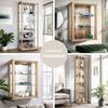K-Mbel Standvitrine (176x37x33cm) - Made in Germany - Vitrinenschrank Buche mit 4 hhenverstellbaren Glasbden, Spiegel & LED - Glasvitrine Stehend - Vitrine Glas - Display Cabinet Bild 2