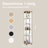 K-Mbel Standvitrine (176x37x33cm) - Made in Germany - Vitrinenschrank Buche mit 4 hhenverstellbaren Glasbden, Spiegel & LED - Glasvitrine Stehend - Vitrine Glas - Display Cabinet Bild 3