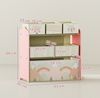 Kinderregal 63 x 30 x 66 cm in Pink mit 6 Stoffboxen – Spielzeugregal aus Holz Bild 2