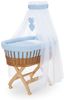 FabiMax Stubenwagen Natur, 2 in 1 Musselin / Waffelpiqué Komplettset Blau mit Decke und Kissen Bild 4