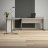 Dmora Schreibtisch Tanya, Mehrzweckschreibtisch, Bürotisch für PC, Eckschreibtisch, 230x200 h75 cm, Weiß und Grau Bild 2
