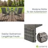 Juskys Polyrattan Gartenstühle Yoro 4er Set - mit Armlehnen & Rückenlehne - 4 Stühle stapelbar - Rattan Stuhl Garten - Stapelstuhl Grau-meliert Bild 3