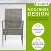 Juskys Polyrattan Gartenstühle Yoro 4er Set - mit Armlehnen & Rückenlehne - 4 Stühle stapelbar - Rattan Stuhl Garten - Stapelstuhl Grau-meliert Bild 3