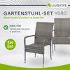 Juskys Polyrattan Gartenstühle Yoro 4er Set - mit Armlehnen & Rückenlehne - 4 Stühle stapelbar - Rattan Stuhl Garten - Stapelstuhl Grau-meliert Bild 2