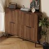 REDOM Schuhschrank Schuhschrank 105 x 90 x 24 cm in Nussbaumoptik mit 4 Klapptüren (Packung, 1-St, Moderner skandinavischer Stil, 4 Flügeltüren) Doppelstöckiges Design mit Platz für 18–24 Paar Schuhe. Bild 2