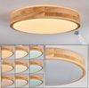 hofstein Deckenleuchte dimbare Deckenlampe aus Metall/Holz/Kunststoff in Weiß/Natur, ohne Leuchtmittel, dimmbare Boho-Leuchte (38 cm), 2500 Lumen, 3000-6000K, Fernbedienung Bild 2