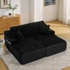 2-Sitzer Schlafsofa aus Kordstoff, mit Magazintasche & Getränkehalter, 186 x 154 x 78 cm, Schwarz Bild 2