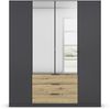 Drehtürenschrank >Davoa< in grau metallic / Eiche Artisan / Spiegel - B/H/T: 181/210/54 cm Bild 4