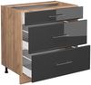 Küchenunterschrank Fame-Line Anthrazit Hochglanz 80 cm mit 3 Schubladen, AP Marmor Vicco Bild 4