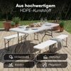 STEELSØN 'Zennar' Gartenmöbel Set für 8 Personen, Sitzgruppe aus Gartentisch und 2x Gartenbank, zusammenklappbar, weiß, wetterfest, inkl. Tragegriff Bild 3