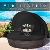 COSTWAY Sonneninsel mit einziehbarem Dach, outdoor, Gatrenlounge Rattan, Kissen, rund Bild 3